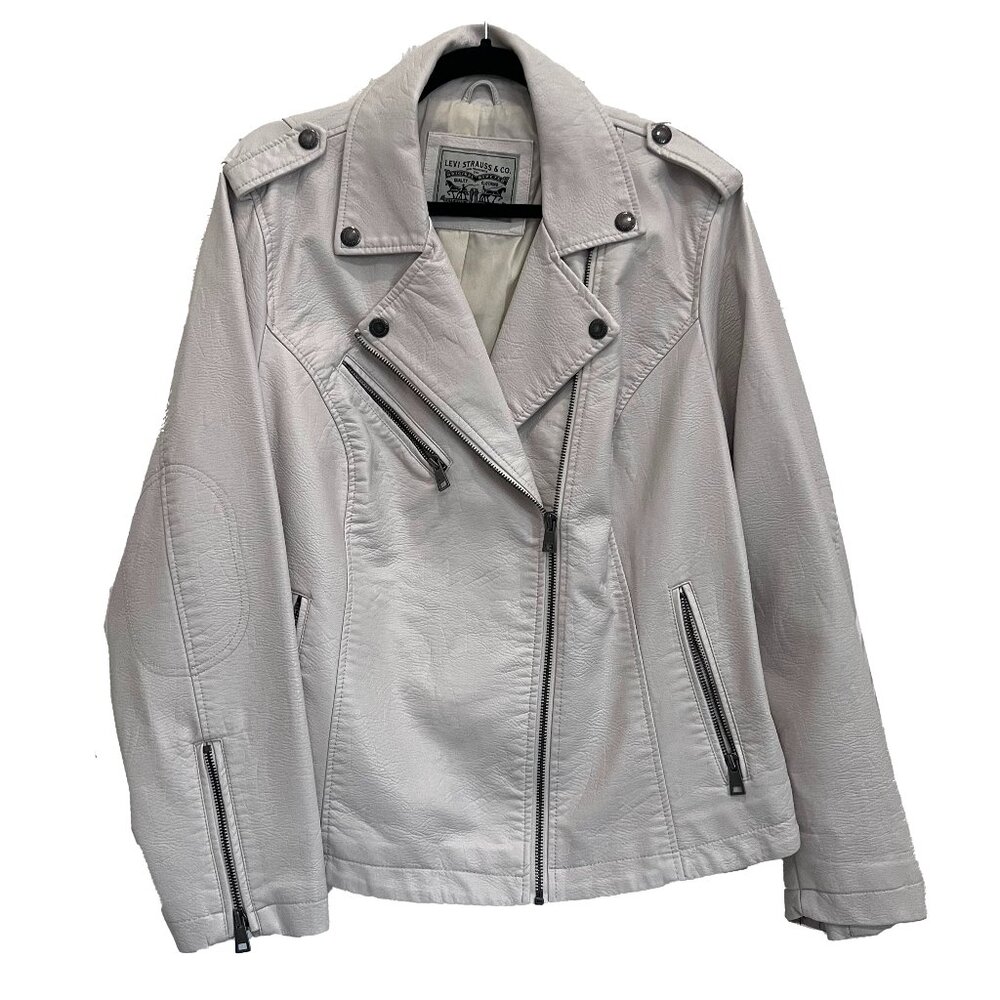 NWT Levi Strauss Off White Faux Leather Biker Jacket Plus Size 1X